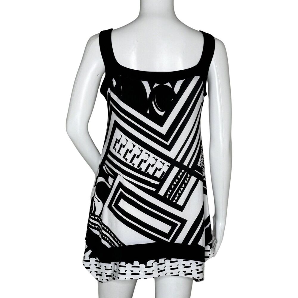Joseph Ribkoff Shirt‎ Womens 6 Black White Geometric Blouse Retro Edgy Artsy - Picture 4 of 8